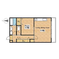 松ぼっくり 1LDKの間取図画像