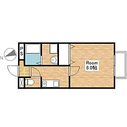 ヴィルクラージュ 1Kの間取図画像