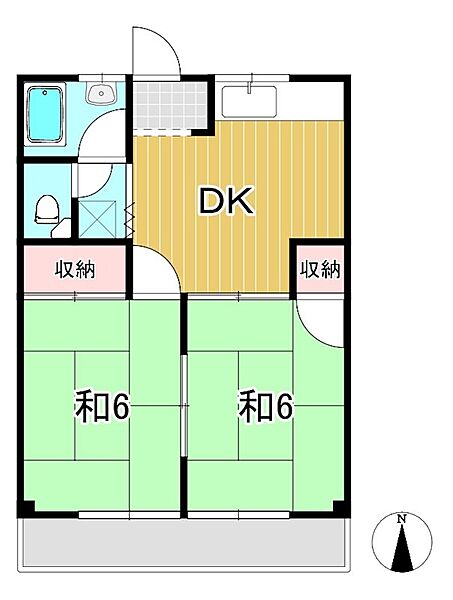 石井コーポ 201｜茨城県日立市金沢町１丁目(賃貸アパート2DK・2階・39.74㎡)の写真 その2