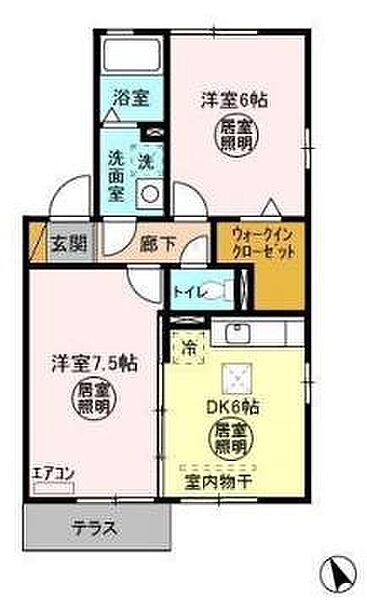 オーベンロープB 101｜茨城県高萩市大字上手綱(賃貸アパート2DK・1階・45.52㎡)の写真 その2