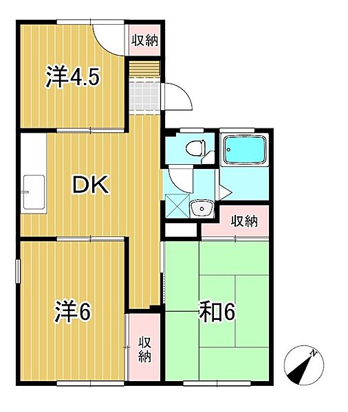 コーポ塙山 102｜茨城県日立市金沢町２丁目(賃貸アパート3DK・1階・50.40㎡)の写真 その2