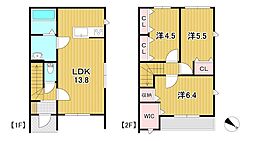 クレスト・ヒル　C 2階3LDKの間取り