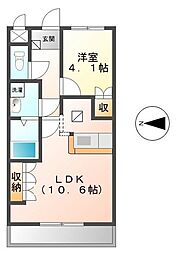 スターライズ 1階1LDKの間取り