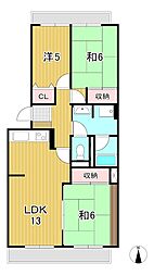 ベレガンス日立 2階3LDKの間取り
