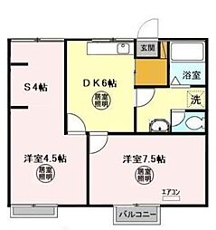 第2十王堂ハイツ 2SDKの間取図画像