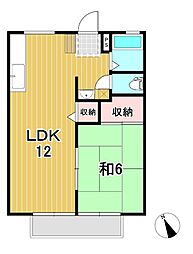 サンプラザA 1階1LDKの間取り