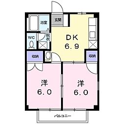 サンヒルズ 2DKの間取図画像