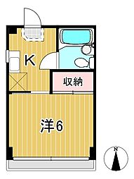 クレール池の川 1Kの間取図画像