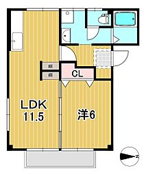 大みか祥栄マンション 1LDKの間取図画像