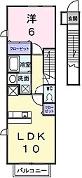 アクアガーデン2 1LDKの間取図画像