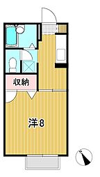クレールハウス2 1Kの間取図画像