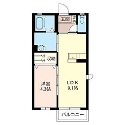 クラヴィエE 1LDKの間取図画像