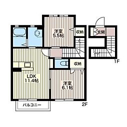 シャーメゾンノアール 2LDKの間取図画像
