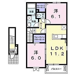 ベル・ソレイユ2 2LDKの間取図画像