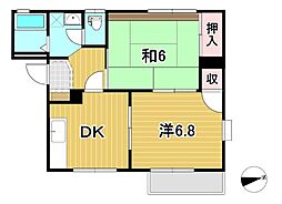 セピアコートA 2DKの間取図画像