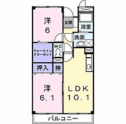 山根マーヴェラスマンション1 2LDKの間取図画像