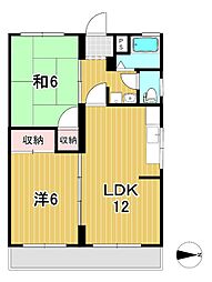 青山ハイツ 2LDKの間取図画像