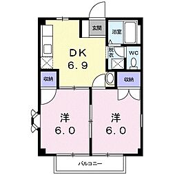 イーストコート 2DKの間取図画像