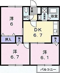 さくらんぼハイツ 3DKの間取図画像