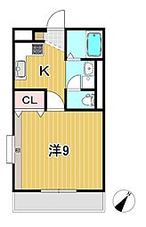 プルミエールA 1Kの間取図画像