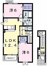 メゾンヒルズ・モトミヤ 2LDKの間取図画像