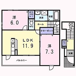 サニーK2 2LDKの間取図画像