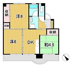 ビレッジハウス南高野1号棟 3DKの間取図画像