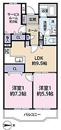 パイロットハウスサン戸塚 2SLDKの間取図画像