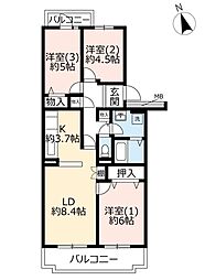 UR都市機構春日部小渕団地2号棟 3LDKの間取図画像