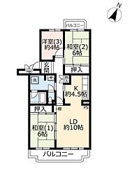 UR都市機構パークタウン若宮2号棟 3LDKの間取図画像