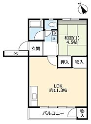 URデュプレ西上尾 1LDKの間取図画像