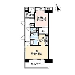 UR都市機構リバピア川口青木2号棟 1LDKの間取図画像