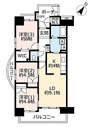 UR都市機構リバピア川口青木2号棟 3LDKの間取図画像
