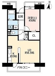 UR都市機構コンフォール南浦和7号棟 1LDKの間取図画像