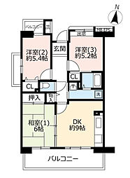 UR都市機構コンフォール霞ケ丘31号棟 3DKの間取図画像