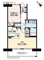 UR都市機構コンフォール鶴瀬1号棟 1LDKの間取図画像