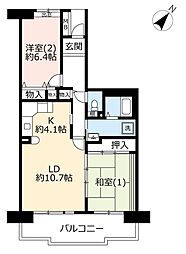 UR都市機構アルビス鶴瀬2号棟 2LDKの間取図画像