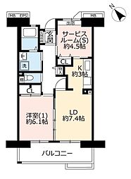UR都市機構コンフォール鶴瀬2号棟 1LDKの間取図画像