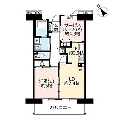 UR都市機構コンフォール鶴瀬5号棟 1LDKの間取図画像