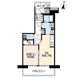 UR都市機構コンフォール上野台14号棟 1DKの間取図画像