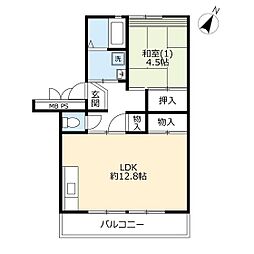 UR都市機構所沢パークタウン公園通り3号棟 1LDKの間取図画像