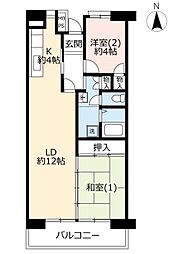 UR都市機構入間駅前プラザ10号棟 2LDKの間取図画像