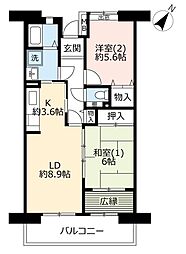 UR都市機構プラザシティ新所沢けやき通り13号棟 2LDKの間取図画像