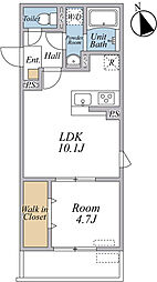 リブリ・ヴェール 1LDKの間取図画像