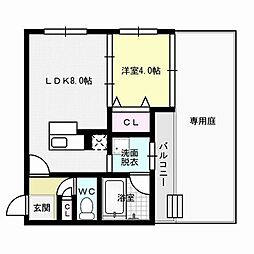 テングット城西 1LDKの間取図画像