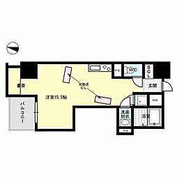レジディア西新 ワンルームの間取図画像