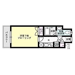 ピュアドーム六本松ローゼ 1Kの間取図画像
