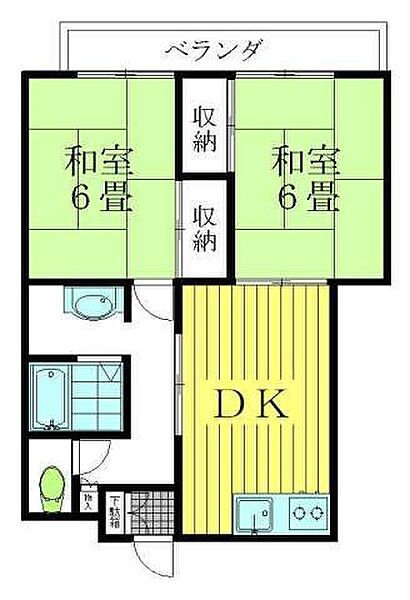 TTビル B｜福岡県朝倉市甘木(賃貸アパート2DK・2階・48.02㎡)の写真 その2