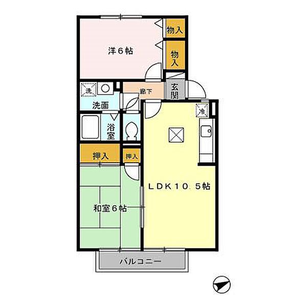 ヴェルドミール甘木 102｜福岡県朝倉市甘木(賃貸アパート2LDK・1階・55.00㎡)の写真 その2