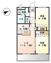 ピアコートK.S.R 2LDKの間取図画像